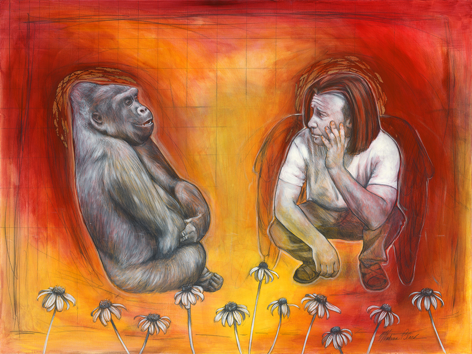 Painting of a gorilla and angle