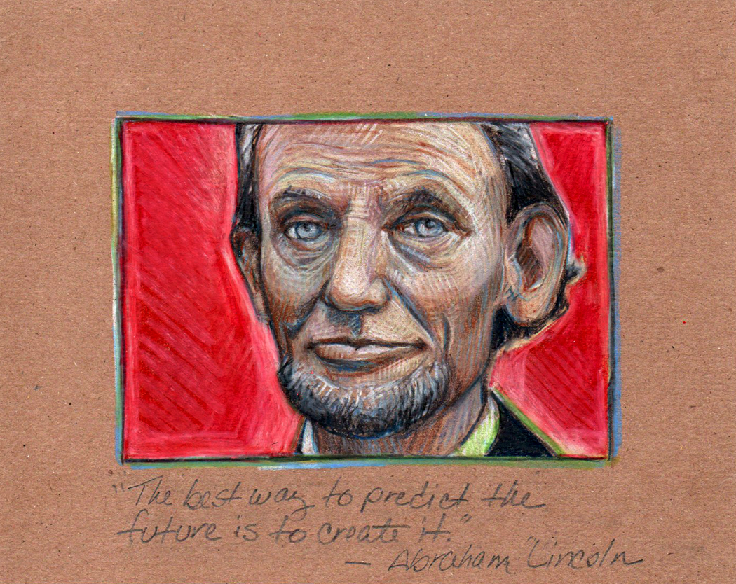 Color pencil drawing of President Abraham Lincoln.