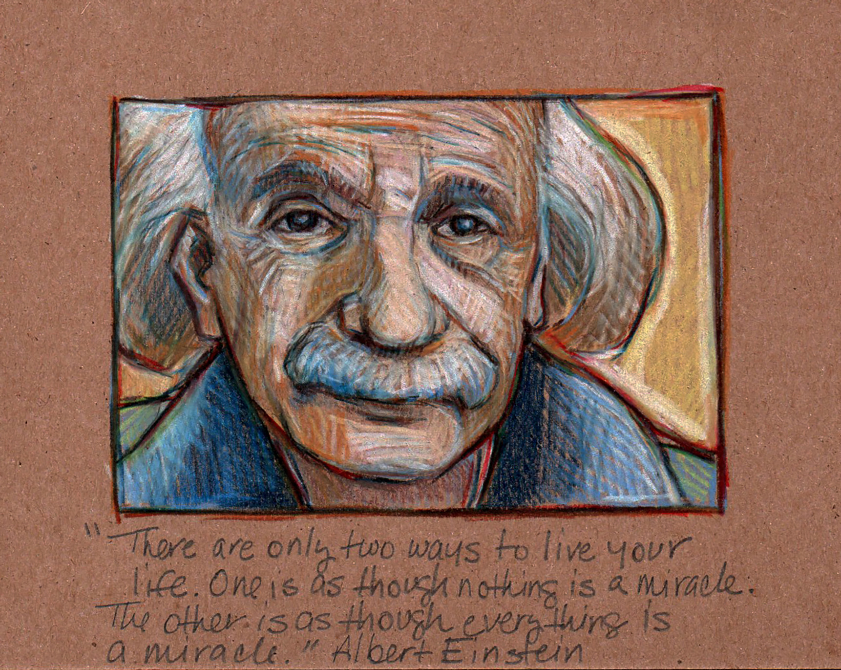 Color pencil drawing of Albert Einstein
