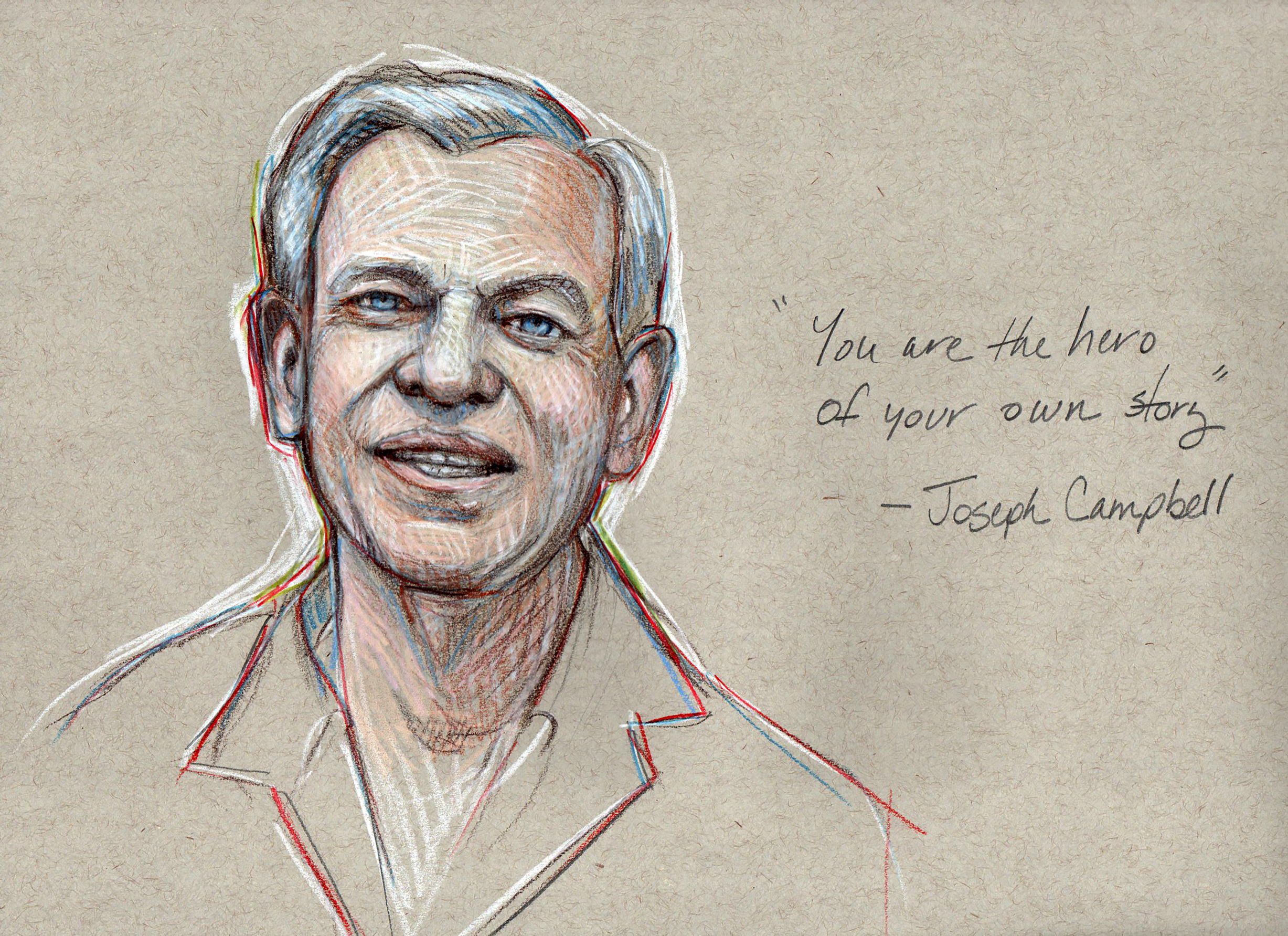 Color pencil portrait of Joseph Campbell