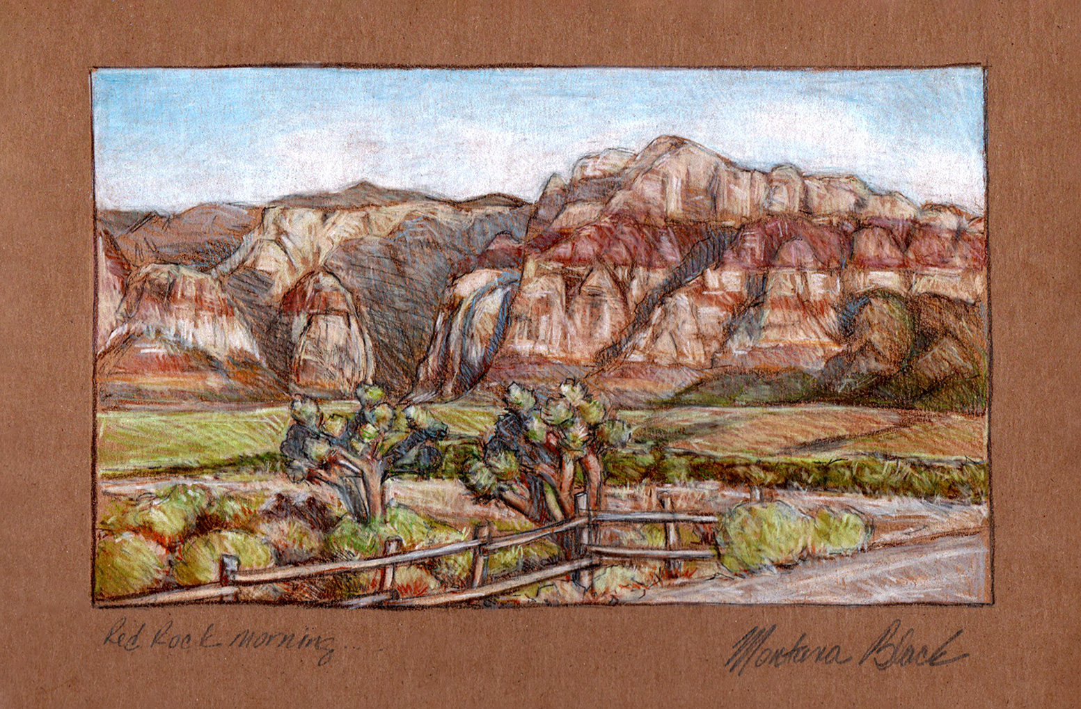 Color pencil drawing of Red Rock National Park.