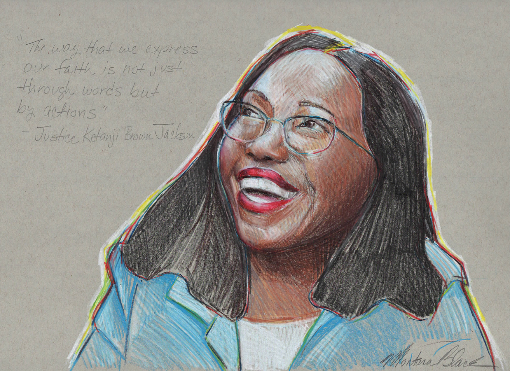 Color pencil drawing of Supreme Court JusticeKetanji Brown Jackson