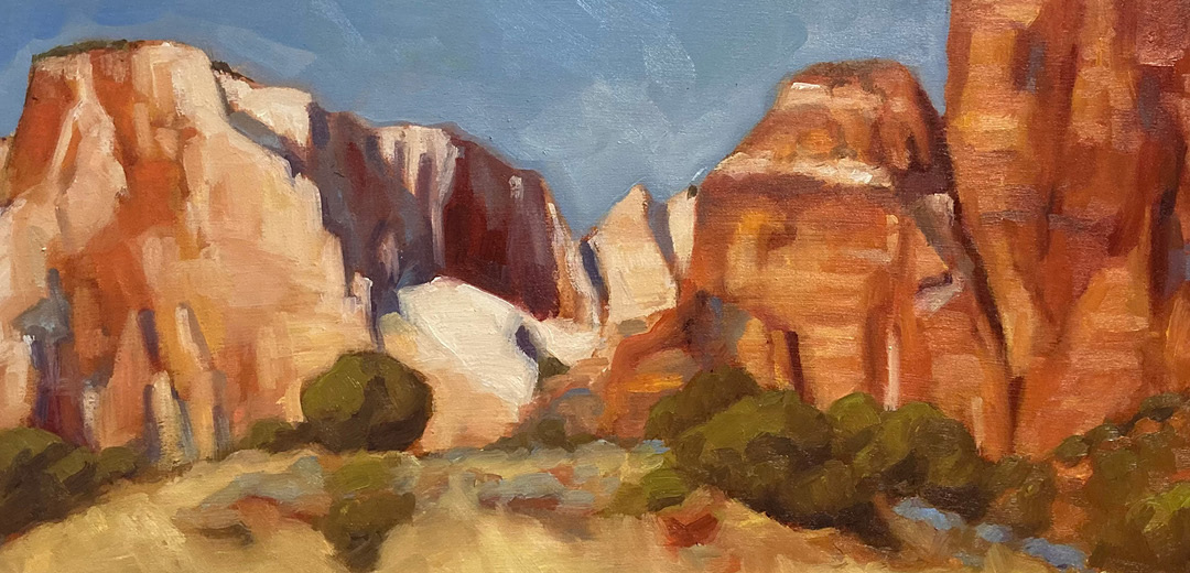 Oil painting of a view in Zion National Park, Utah