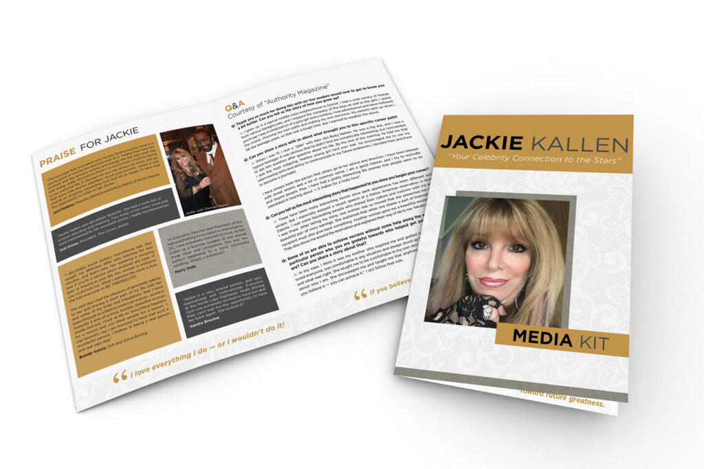 Mockup image of the Jackie Kallen media kit publication.